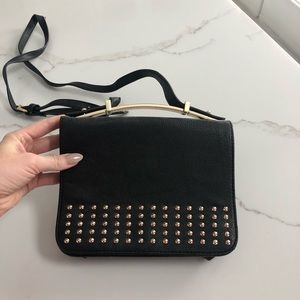 BP Black leather handbag with gold studs